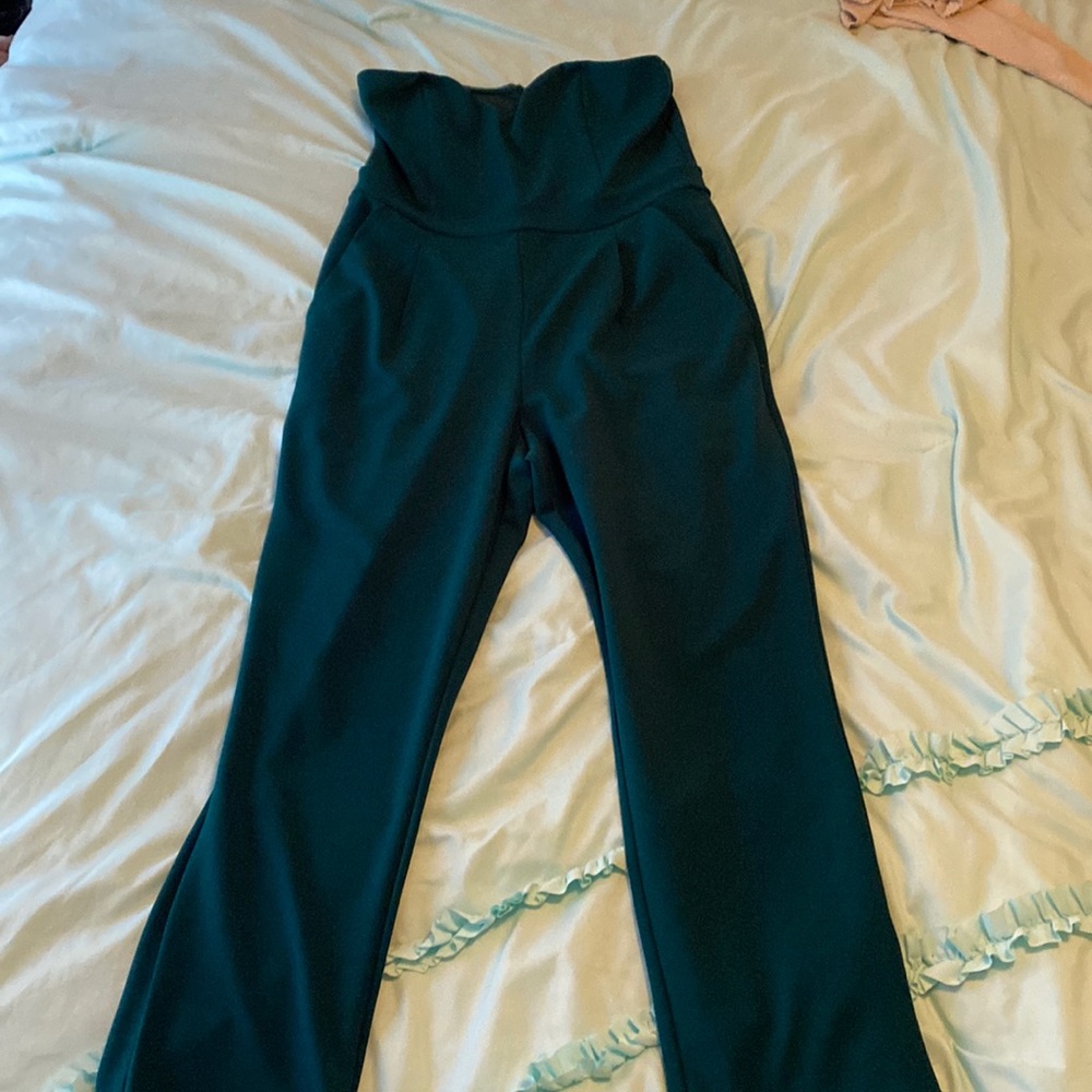 Teal jumpsuit with pockets